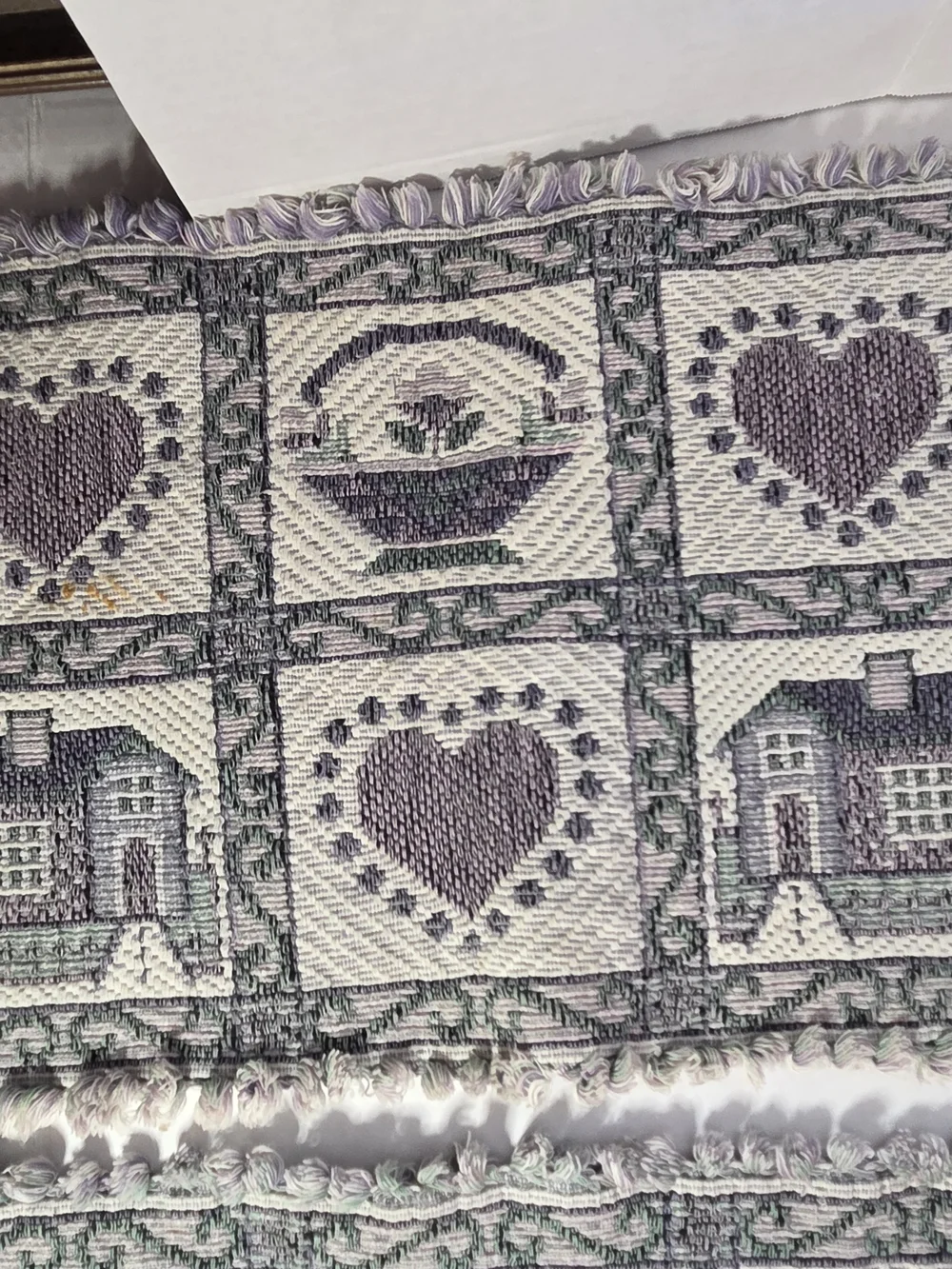 Vintage Cream and Purple Woven Tapestry Place Mats - Set of 4